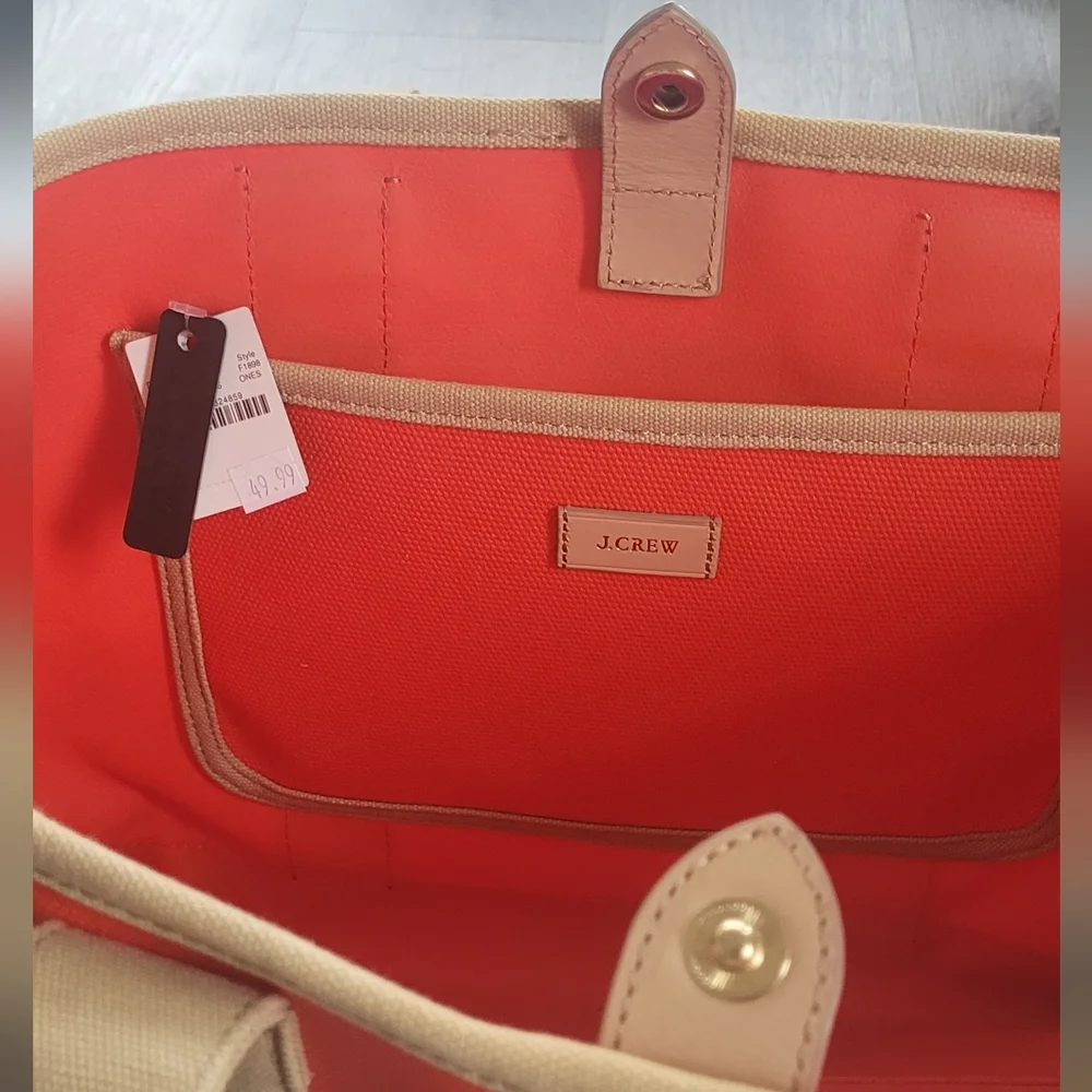 J. Crew Surfside Canvas Tote Bag, New With Tags - Picture 5 of 7